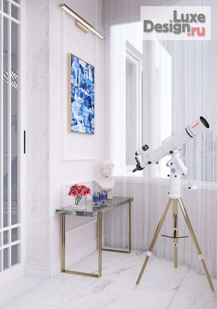 Дизайн интерьера двухкомнатной квартиры "Неоклассика в оттенках нежной розы и сапфира" (фото 13)