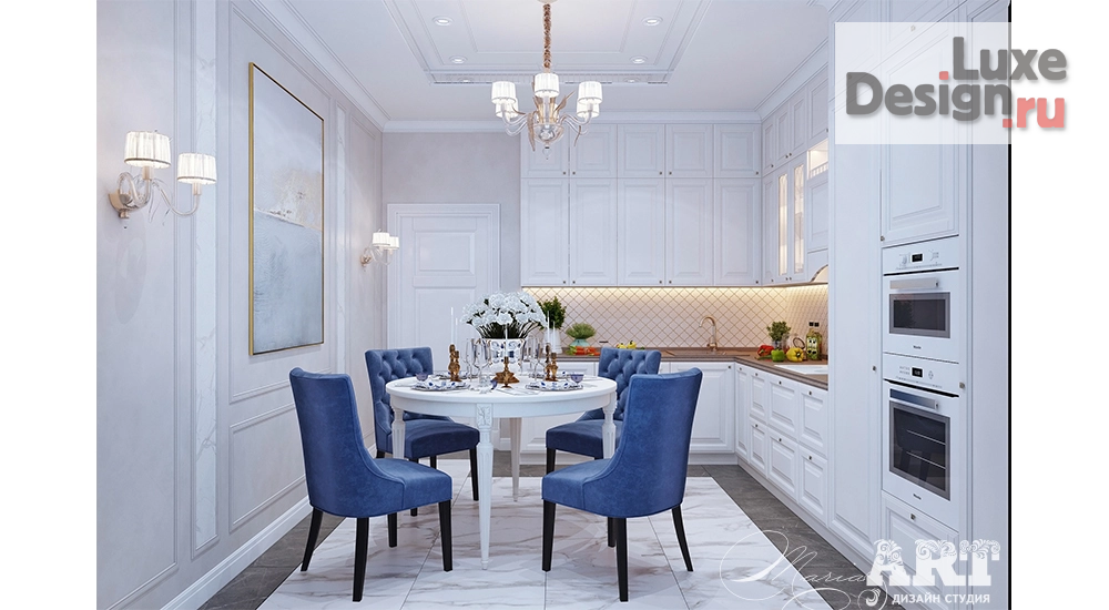 Дизайн интерьера четырехкомнатной квартиры "Квартира в небесно-голубой палитре " (фото 8)