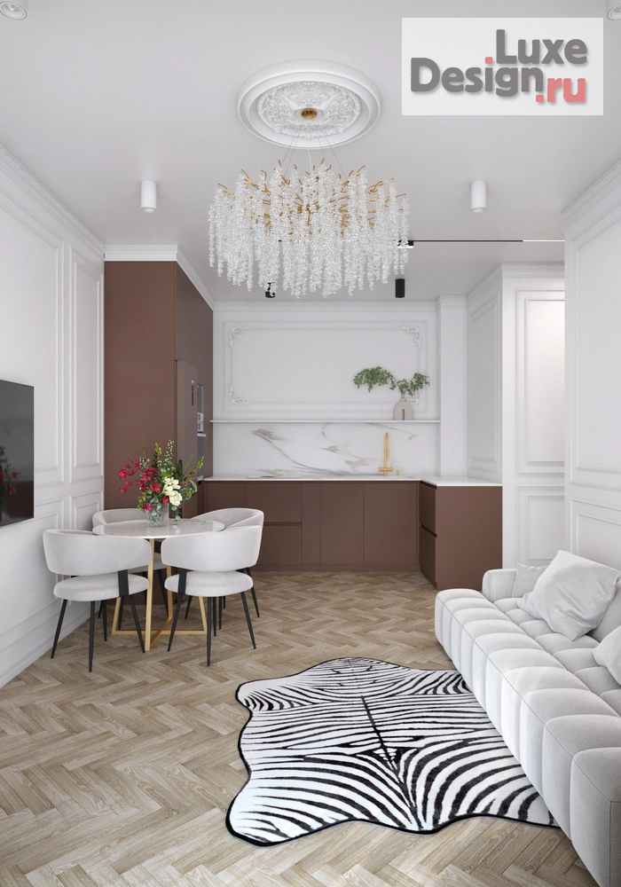 Дизайн интерьера двухкомнатной квартиры "Французская эклектика и зебра" (фото 7)