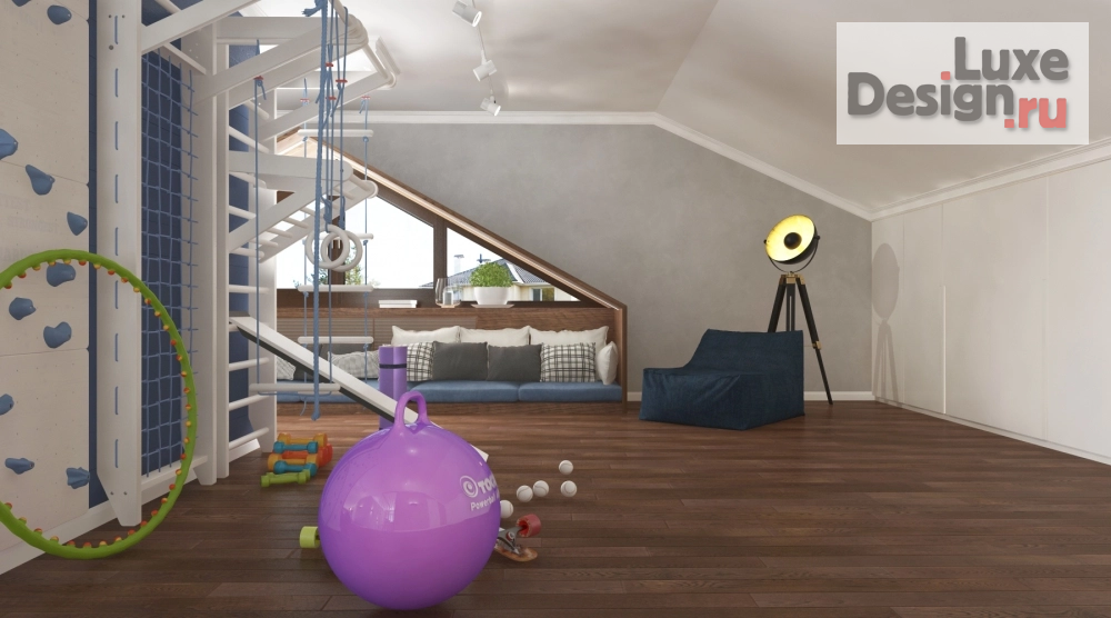 Дизайн интерьера коттеджа "Дизайн проект мансардного этажа в Индивидуальном жилом доме г. Ханты-Мансийск" (фото 7)