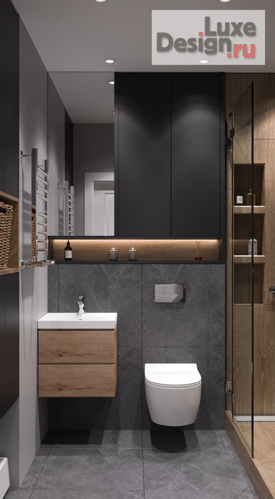 дизайн интерьера санузла "Тёмный сан.узел" (фото 4)