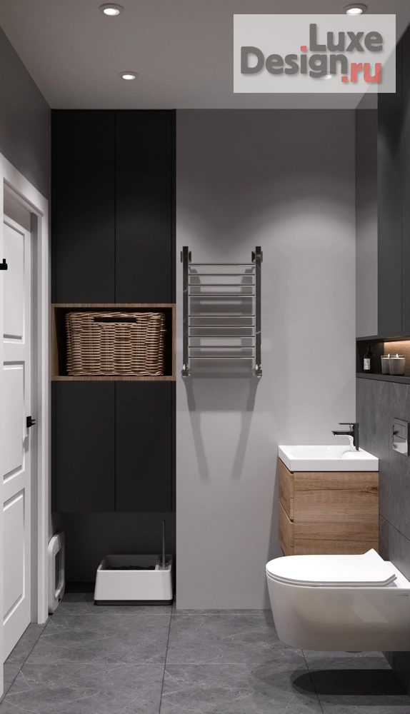 дизайн интерьера санузла "Тёмный сан.узел" (фото 5)