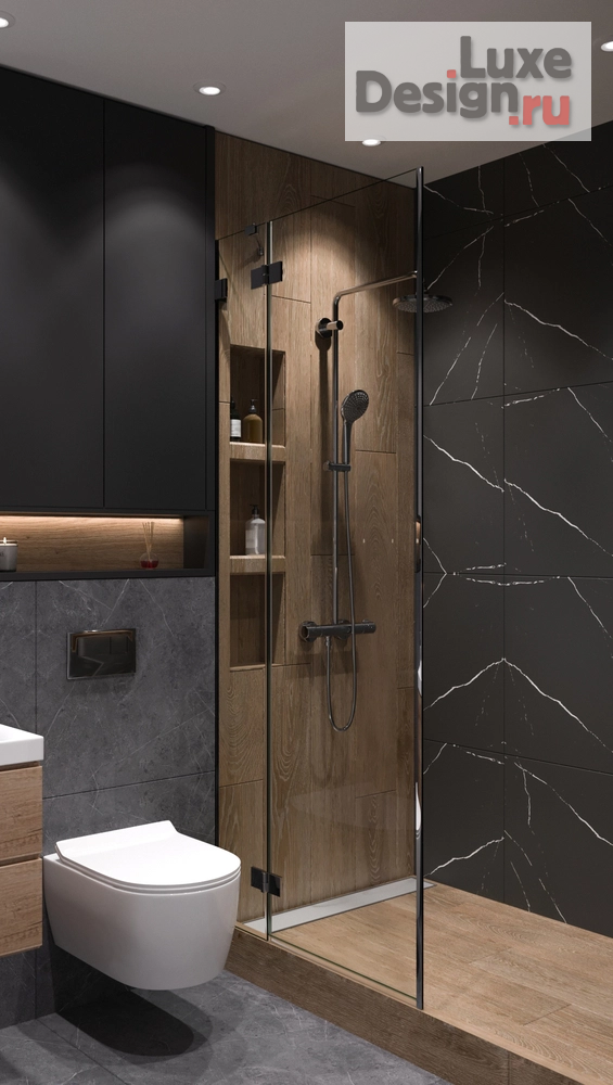 дизайн интерьера санузла "Тёмный сан.узел" (фото 1)