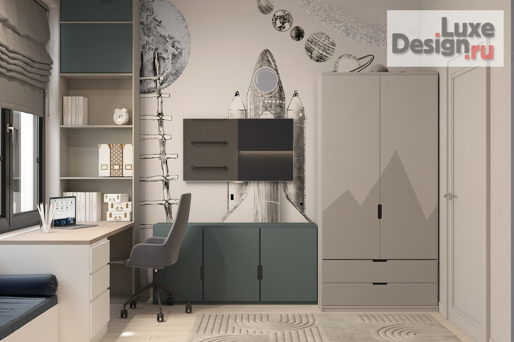 Дизайн интерьера трехкомнатной квартиры "Дизайн-проект квартиры 108м² для супружеской пары с сыном в ЖК Европейский квартал" (фото 6)