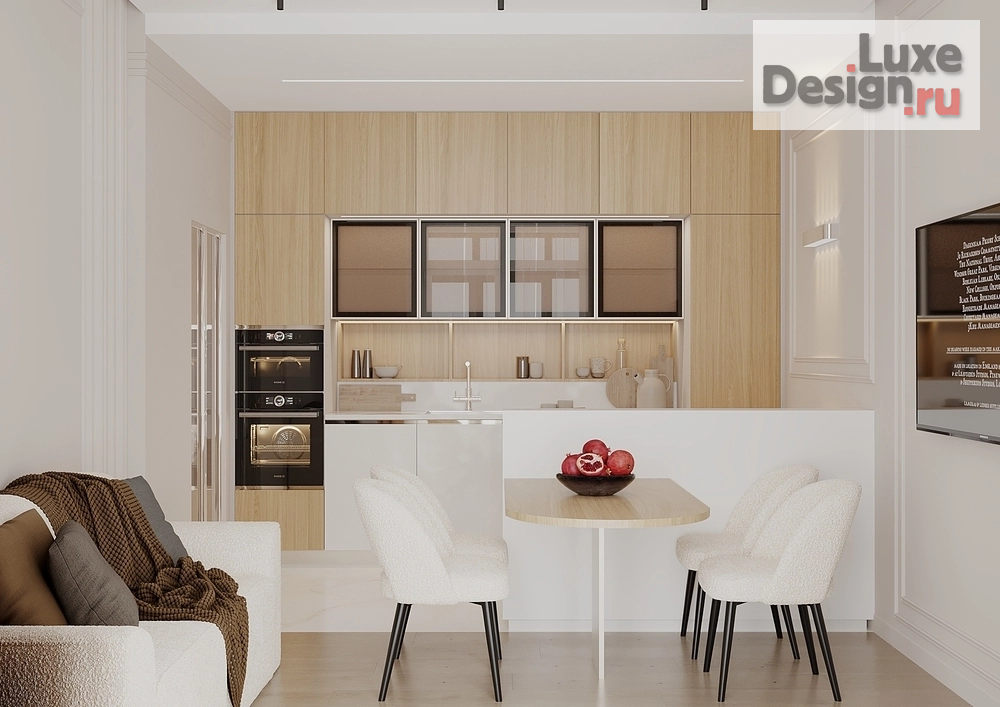 Дизайн интерьера двухкомнатной квартиры "Двухкомнатная квартира 62м² в минималистичном стиле для молодой пары с дочкой" (фото 1)