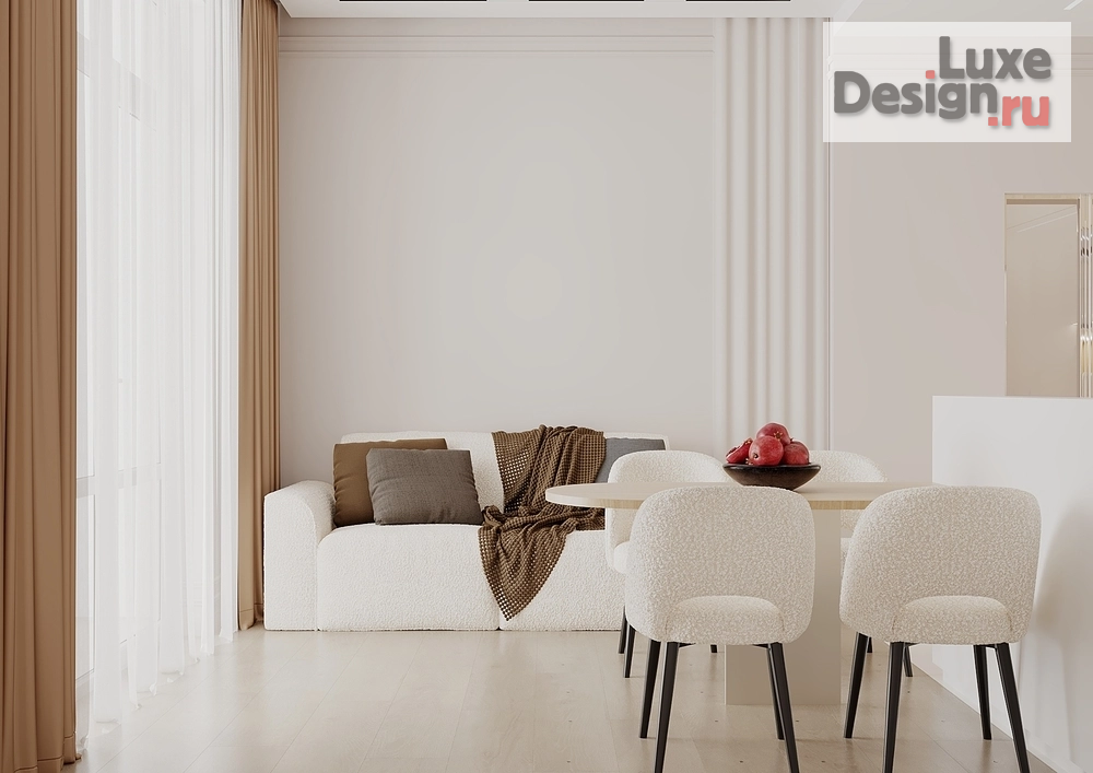 Дизайн интерьера двухкомнатной квартиры "Двухкомнатная квартира 62м² в минималистичном стиле для молодой пары с дочкой" (фото 3)