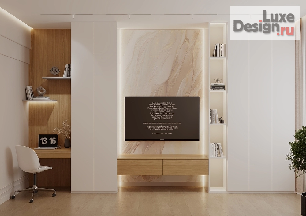 Дизайн интерьера двухкомнатной квартиры "Двухкомнатная квартира 62м² в минималистичном стиле для молодой пары с дочкой" (фото 6)