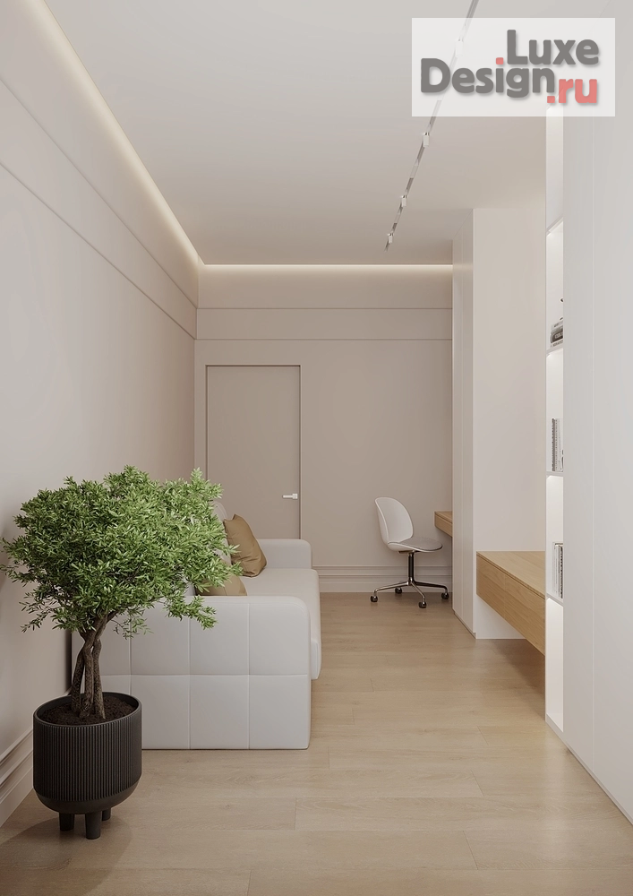 Дизайн интерьера двухкомнатной квартиры "Двухкомнатная квартира 62м² в минималистичном стиле для молодой пары с дочкой" (фото 7)