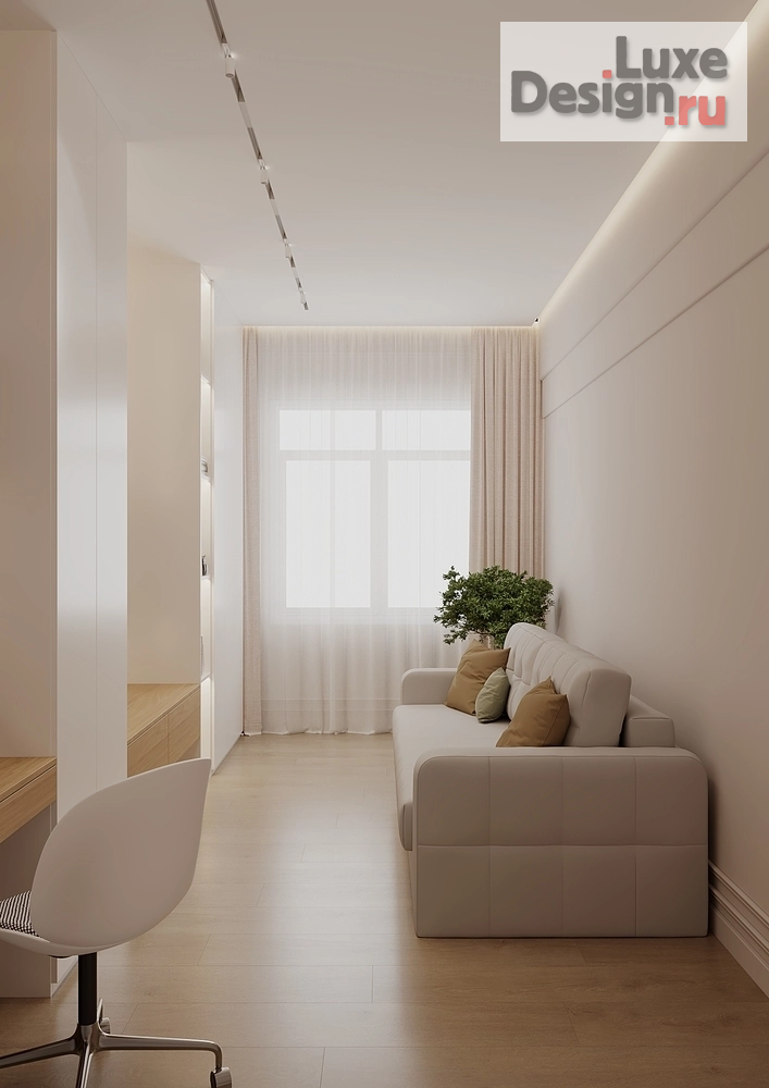 Дизайн интерьера двухкомнатной квартиры "Двухкомнатная квартира 62м² в минималистичном стиле для молодой пары с дочкой" (фото 8)