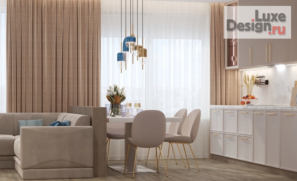 Дизайн интерьера трехкомнатной квартиры "Дизайн с синими акцентами" (фото 24)