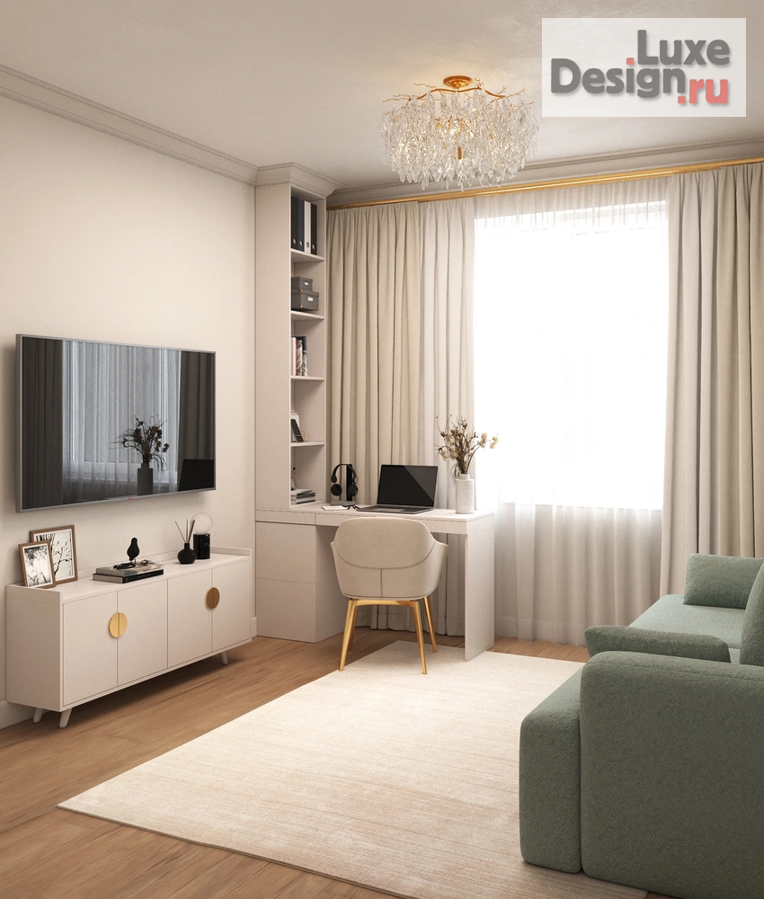 Дизайн интерьера двухкомнатной квартиры "Дизайн-проект квартиры 67м² в ЖК Ритмы" (фото 5)