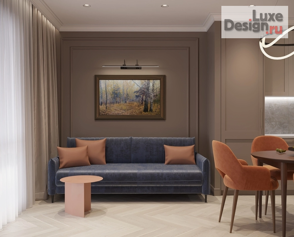Дизайн интерьера однокомнатной квартиры "Современная Классика — вне времени, но в духе времени" (фото 2)