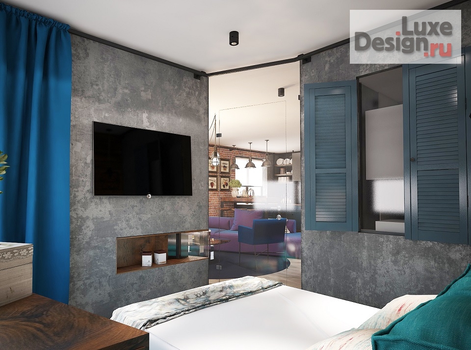 Дизайн интерьера спальни "Проект квартиры в стиле ЛОФТ" (фото 3)