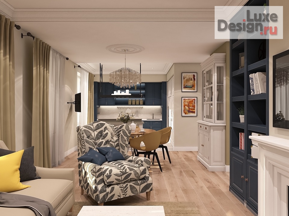 Дизайн интерьера трехкомнатной квартиры "квартира 100 кв.м." (фото 3)