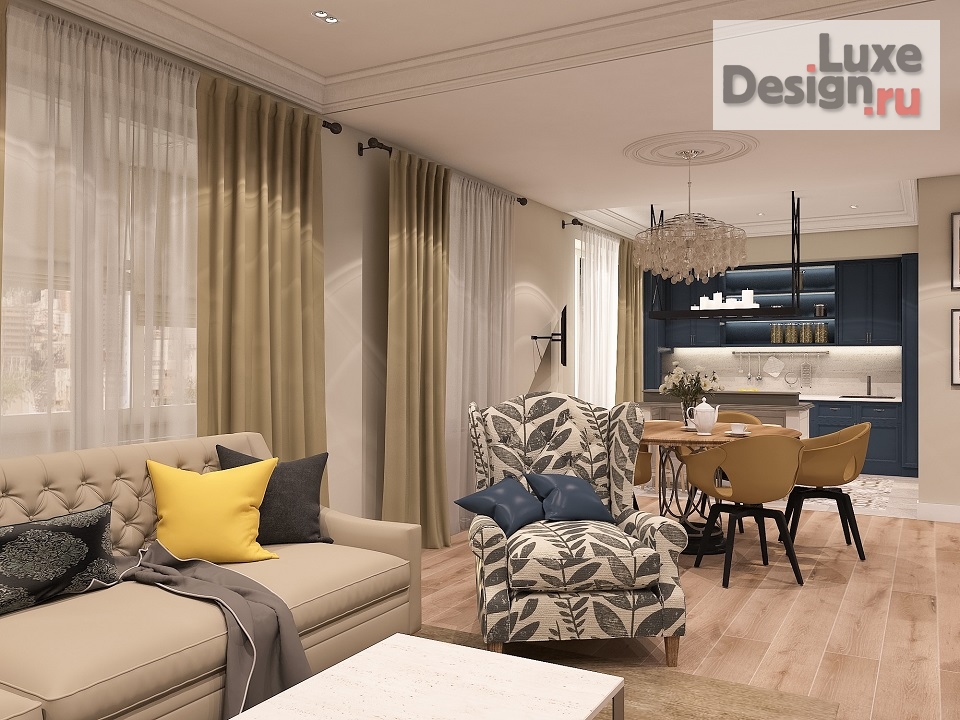 Дизайн интерьера трехкомнатной квартиры "квартира 100 кв.м." (фото 5)