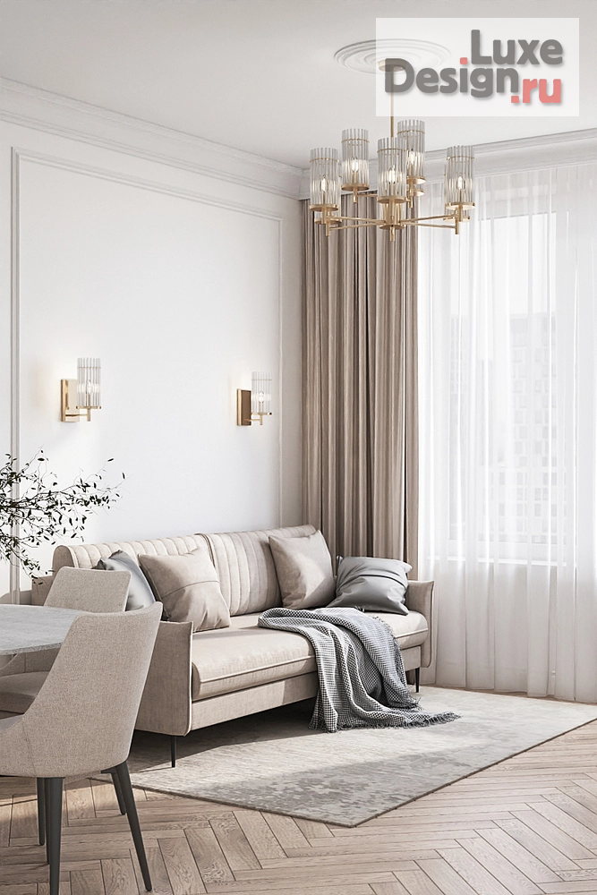 Дизайн интерьера двухкомнатной квартиры "Квартира в неоклассике в Москве." (фото 2)