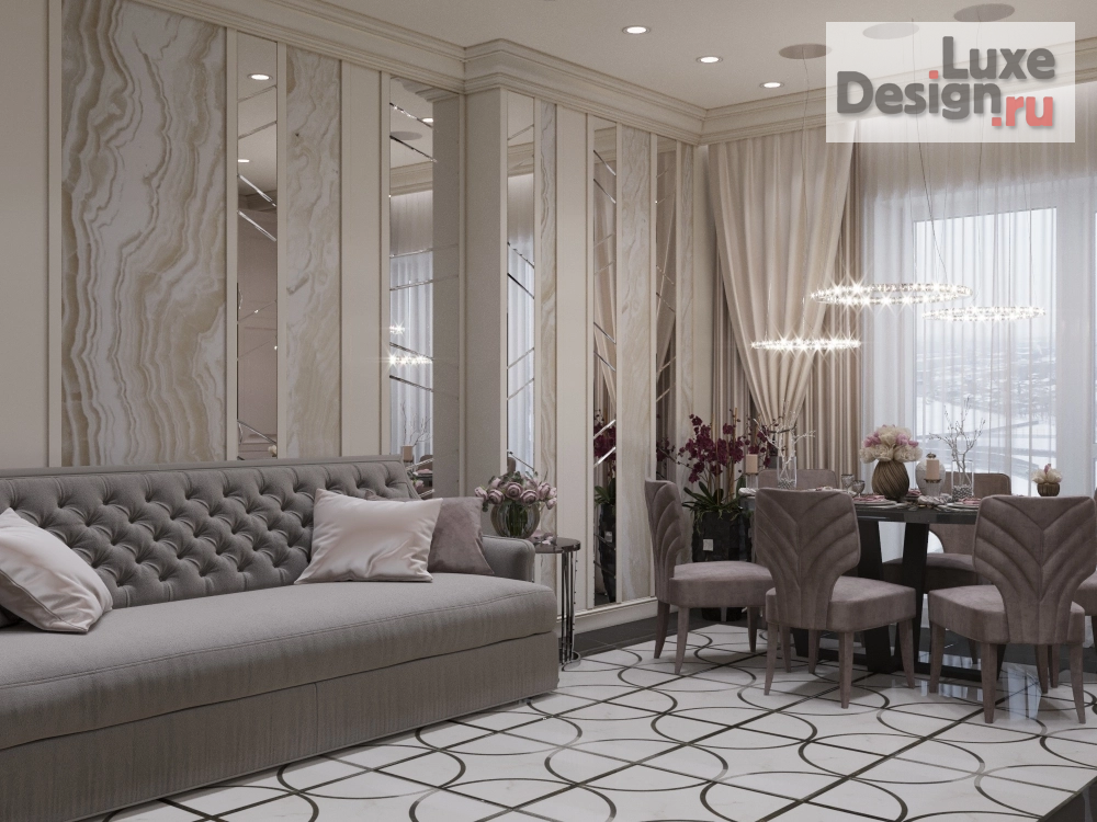 Дизайн интерьера двухкомнатной квартиры "Проект в современной классике, жилой дом на Орловской, г.Тюмень" (фото 9)