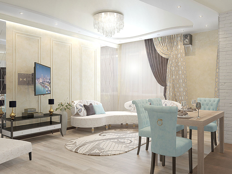 Дизайн интерьера комнаты в Тюмени "Кухня-гостиная "