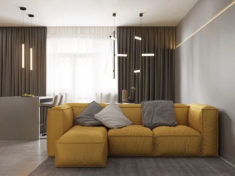 Дизайн интерьера двухкомнатной квартиры в Тюмени "Pantone 2021"