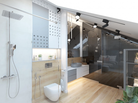 Дизайн интерьера ванной в Тюмени "Ванная комната на мансардном этаже"